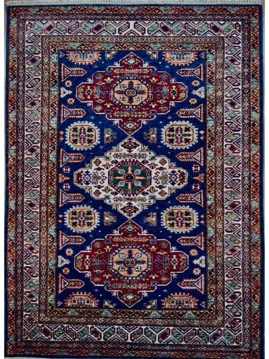 Afghan Super Fine Kazak hand knotted rug 5x7