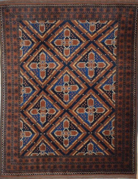 Afghan Shawl hand knotted rug 5x8
