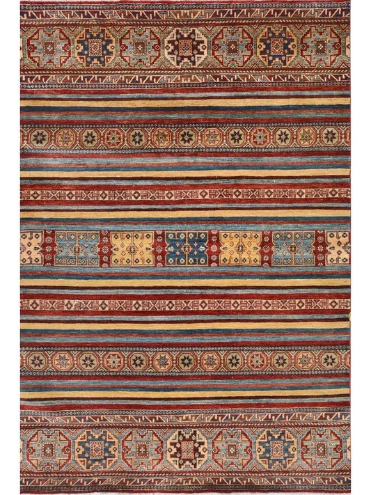 Afghan Super Fine Kazak hand knotted rug 6x9