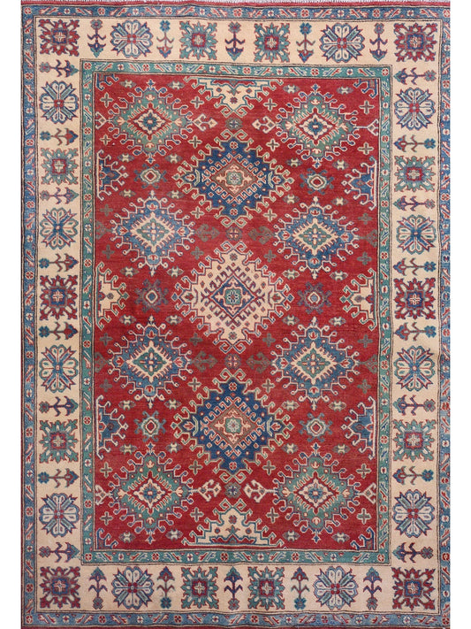 Afghan Super Fine Kazak hand knotted rug 5x8