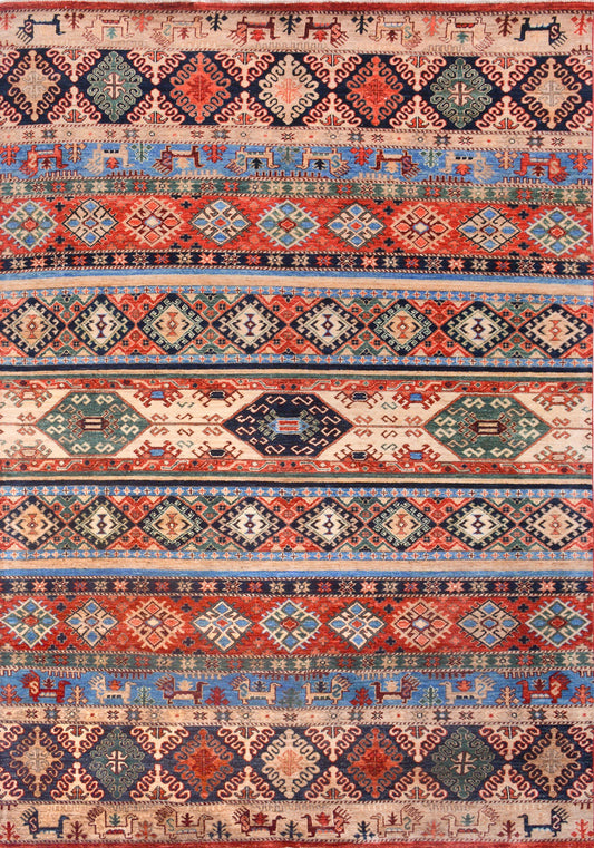 Afghan Moroccan Style hand knotted rug 6x9