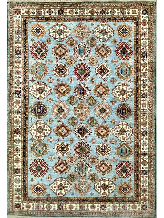 Afghan Super Fine Kazak hand knotted rug 8x11