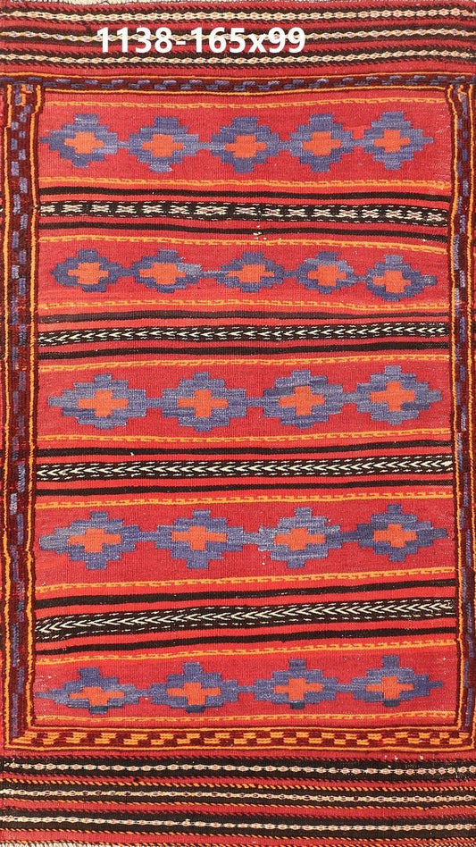 Afghan Sumac Kilim hand knotted rug 5x8