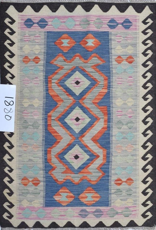 Afghan Kilim Vegetable Dye hand knotted rug 5x8