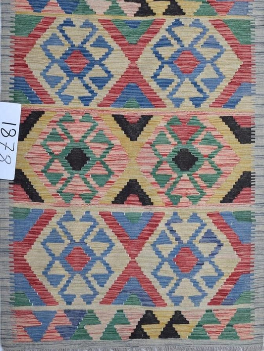 Afghan Kilim Vegetable Dye hand knotted rug 4x6