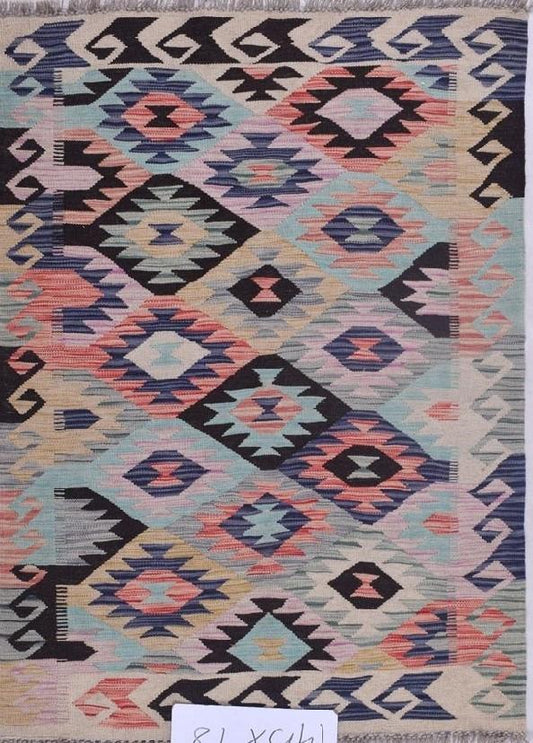 Afghan Kilim Vegetable Dye hand knotted rug 2x3
