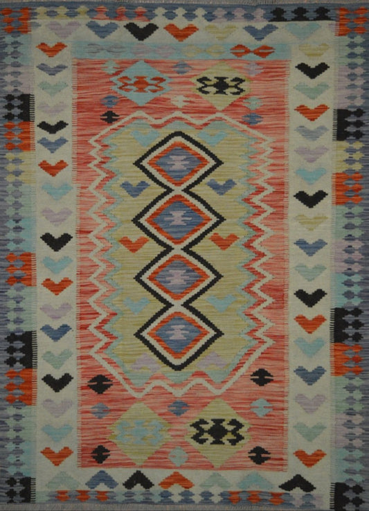 Afghan Vegetable Dye hand woven rug 5x8