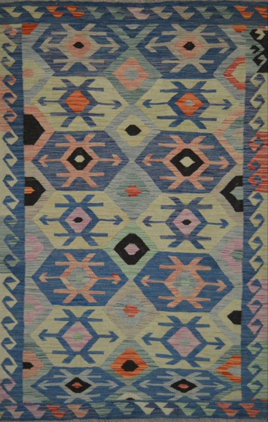 Afghan Vegetable Dye hand woven rug 4x6