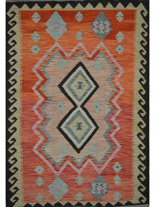 Afghan Vegetable Dye hand woven rug 4x6