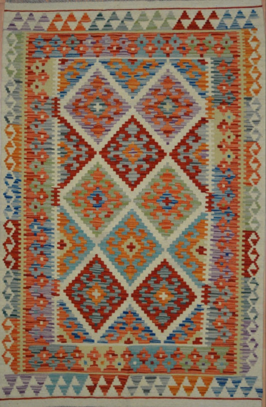 Afghan Vegetable Dye hand woven rug 2x4