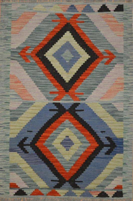 Afghan Vegetable Dye hand woven rug 2x4