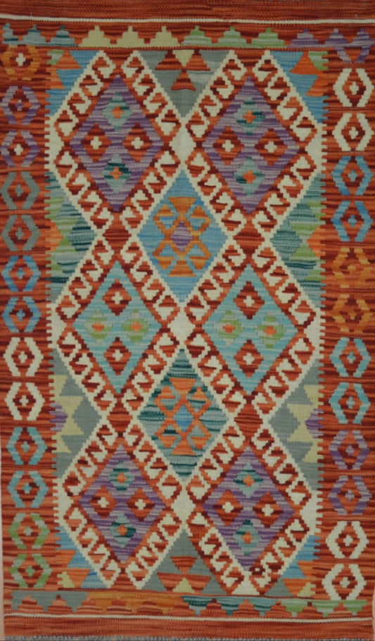 Afghan Vegetable Dye hand woven rug 2x4