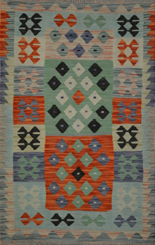 Afghan Vegetable Dye hand woven rug 2x4