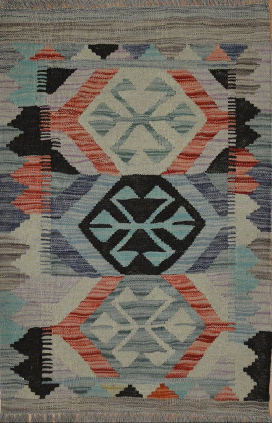 Afghan Vegetable Dye hand woven rug 2x6
