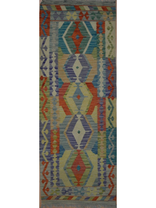 Afghan Vegetable Dye hand woven rug 2x6