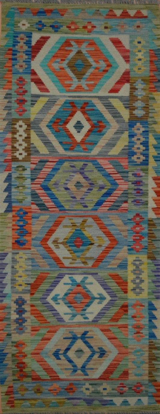 Afghan Vegetable Dye hand woven rug 2x6