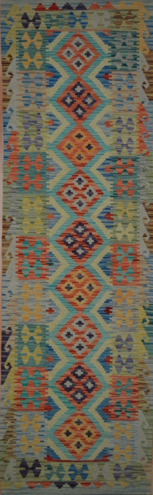 Afghan Vegetable Dye hand woven rug 2x9