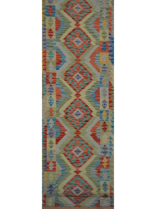 Afghan Vegetable Dye hand woven rug 2x9
