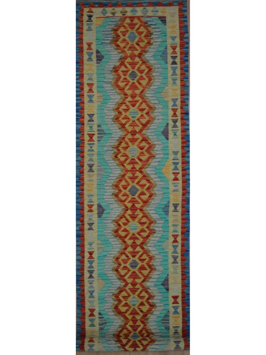 Afghan Vegetable Dye hand woven rug 2x10