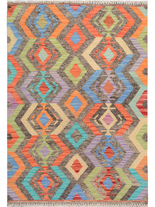 Afghan Vegetable Dye hand woven rug 2x3
