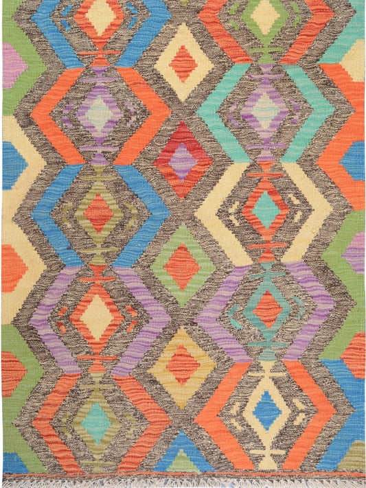 Afghan Vegetable Dye hand woven rug 2x4