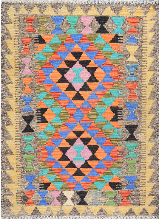 Afghan Vegetable Dye hand woven rug 3x5