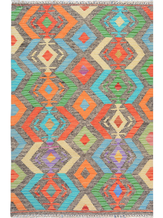 Afghan Vegetable Dye hand woven rug 2x3