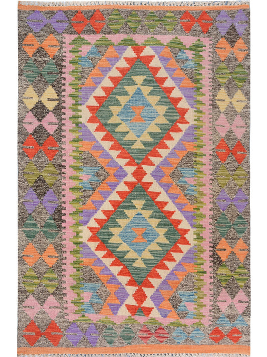Afghan Vegetable Dye hand woven rug 3x5