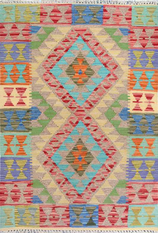 Afghan Vegetable Dye hand woven rug 3x5