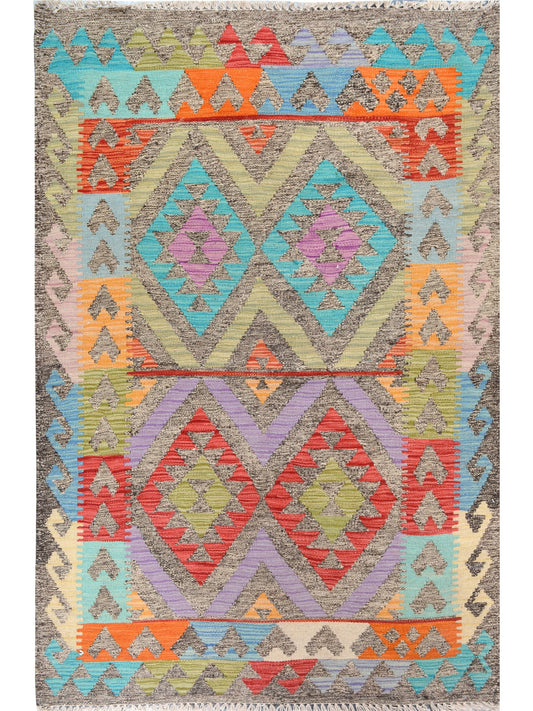 Afghan Vegetable Dye hand woven rug 2x3
