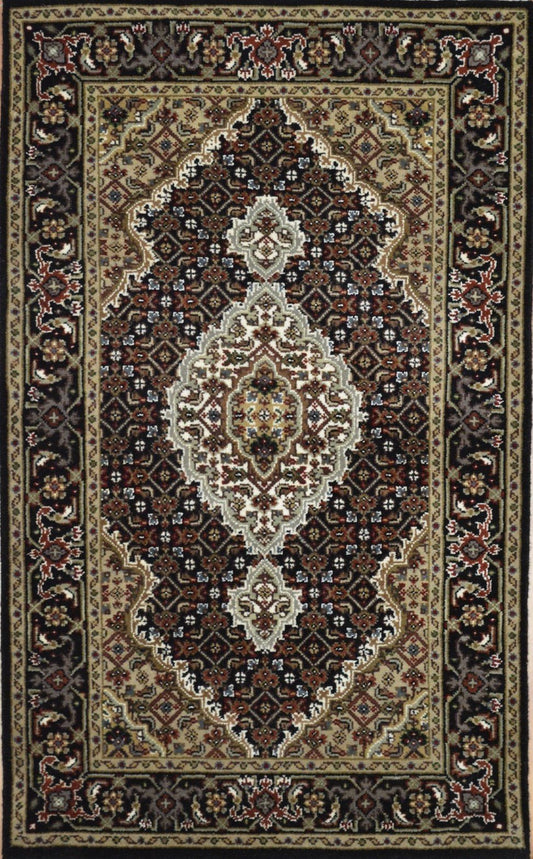 Indian Bhadohi Wool&Silk hand knotted rug 5x8