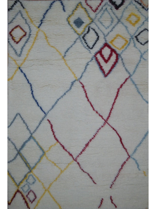 Indian Moroccan Style hand knotted rug 4x6