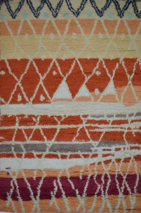 Indian Moroccan Style hand knotted rug 4x6