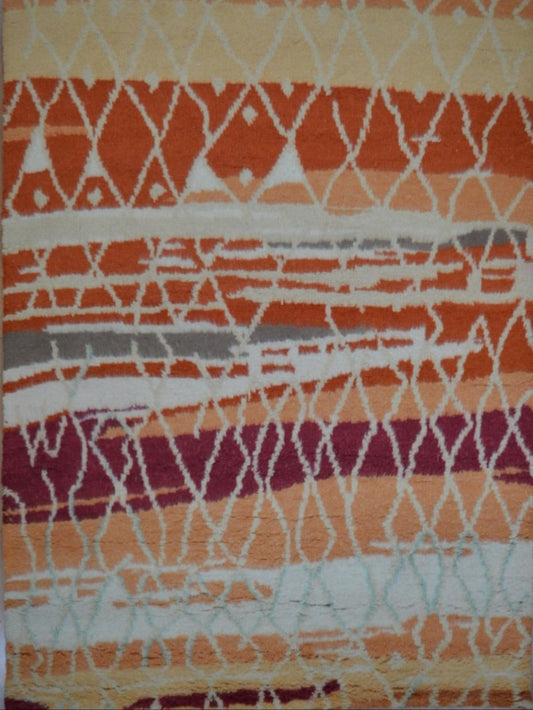 Indian Moroccan Style hand knotted rug 5x8