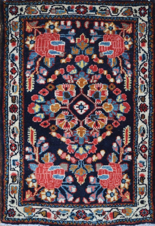 Persian Hossein Abad hand knotted rug 2x3