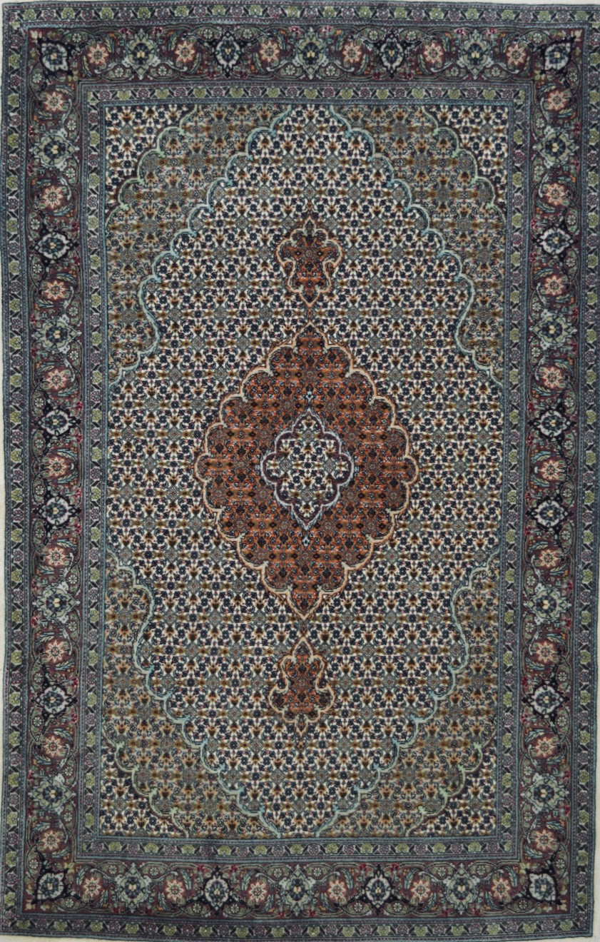 Tabriz-Mahi Rug #11999- Size: 3' 4X5' - Borokhim's Oriental Rugs
