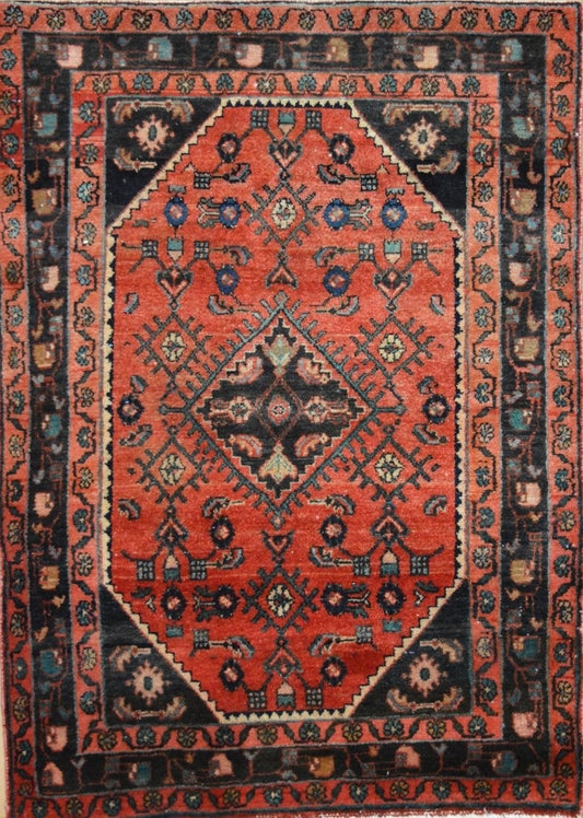 Persian Hossein Abad hand knotted rug 4x6