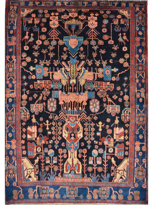 Persian Nahavand hand knotted rug 4x6