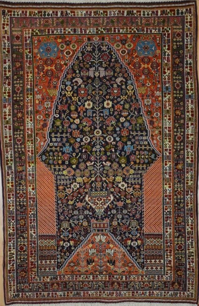 Persian Shiraz hand knotted rug 5x7