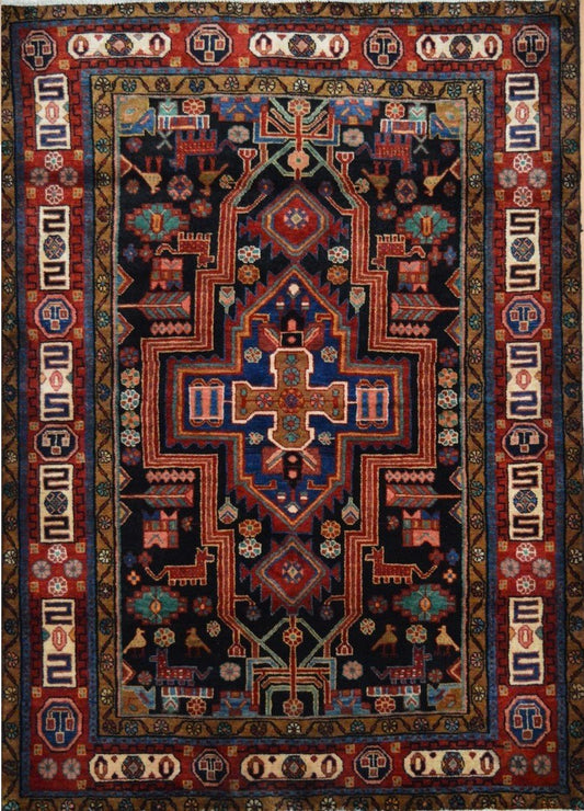 Persian Nahavand hand knotted rug 5x7