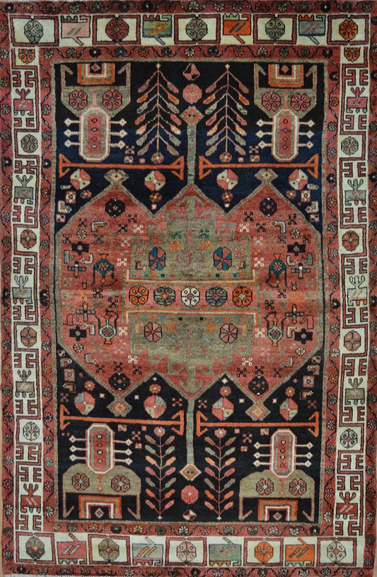 Persian Bakhtiari hand knotted rug 5x7