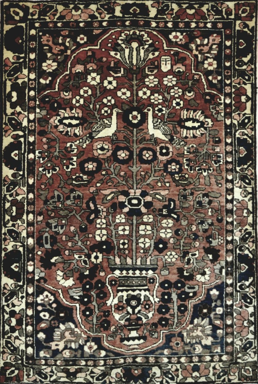 Persian Hamadan hand knotted rug 5x7