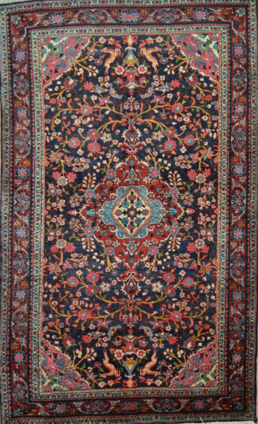 Persian Hossein Abad hand knotted rug 5x7