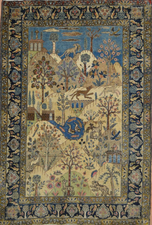 Persian Hamadan hand knotted rug 5x7