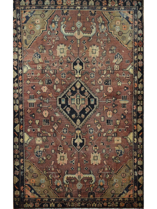 Persian Hamadan hand knotted rug 5x7