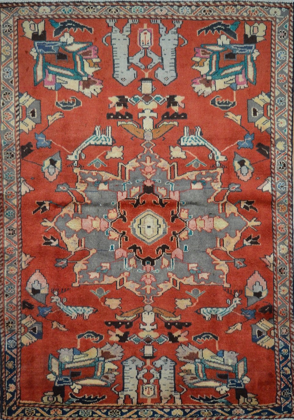 Persian Najafabad hand knotted rug 5x7