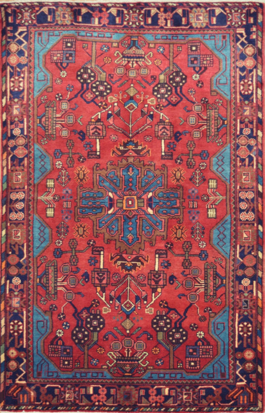 Persian Nahavand hand knotted rug 5x7