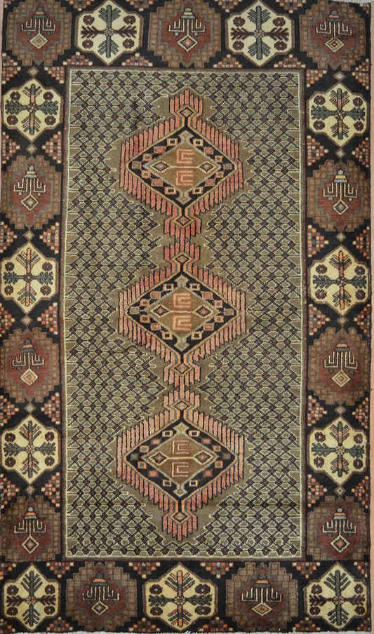 Persian Mazlaghan hand knotted rug 5x8