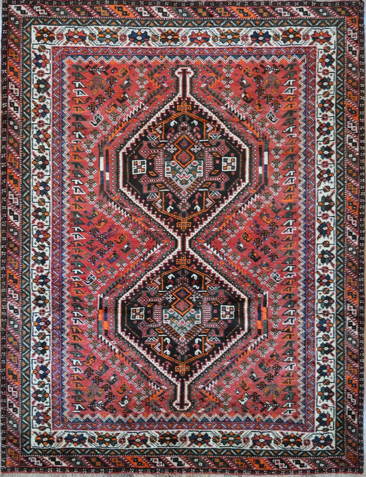 Persian Shiraz hand knotted rug 5x8
