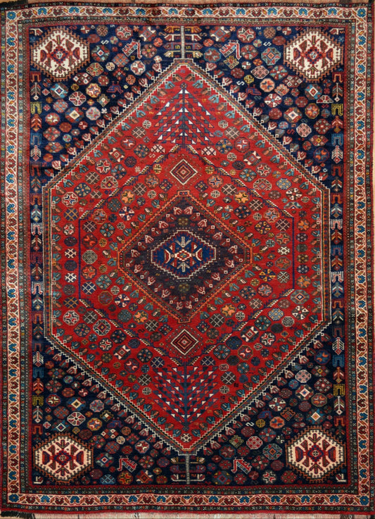 Persian Shiraz hand knotted rug 5x8